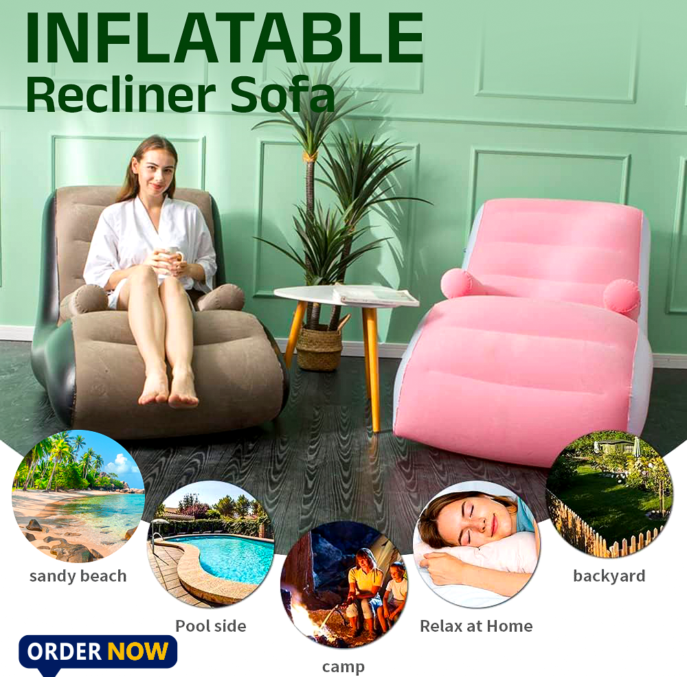 Inflatable Lazy Sofa Chair with Househoid air Pump, Foldαble Lounge Chair with Armrests for Living Room, Bedroom, Office,Travel, Cαmping