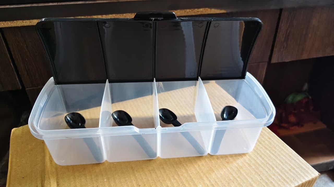 4-in-1 Spice Vault with Measuring Spoons and Airtight Lid Pack of 2